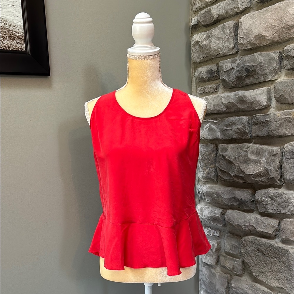 Joie, Orange Sleeveless Peplum Top, S